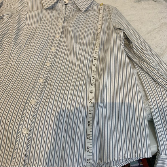 White Blouse with Blue & Black Pin Stripe - Picture 11 of 11